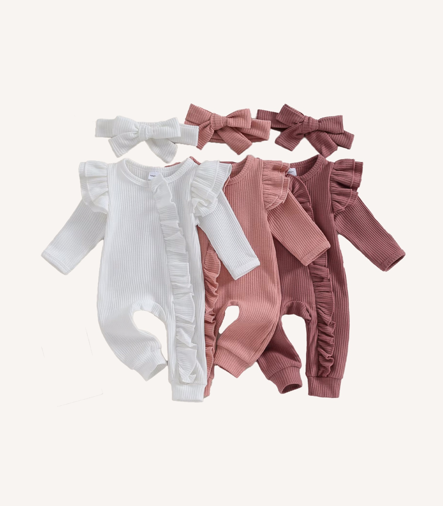 Baby girl fall romper with matching bow headband