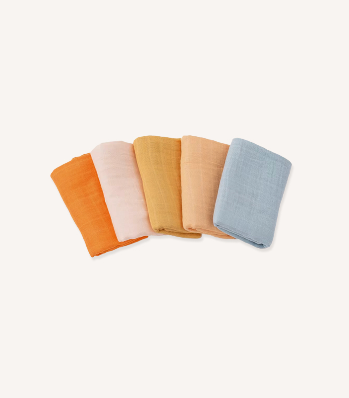 Soft bamboo muslin baby bib and burp cloth set for newborns and toddlers