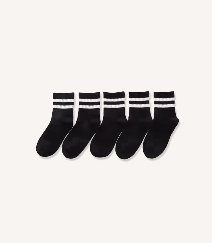 breathable soft cotton kids socks in black, white, and grey